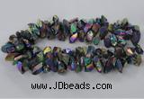 CTD777 Top drilled 10*16mm - 12*20mm nuggets plated quartz beads