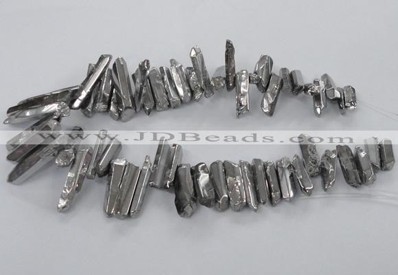 CTD783 Top drilled 8*18mm - 8*35mm nuggets plated quartz beads