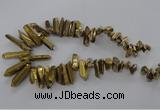 CTD785 Top drilled 8*18mm - 8*35mm nuggets plated quartz beads