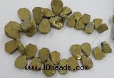 CTD901 Top drilled 15*20mm - 20*30mm freeform plated quartz beads