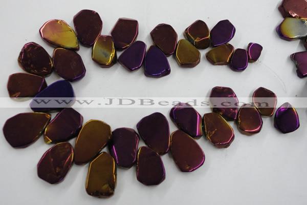 CTD906 Top drilled 15*20mm - 20*30mm freeform plated quartz beads