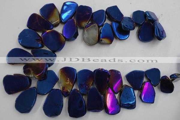 CTD907 Top drilled 15*20mm - 20*30mm freeform plated quartz beads