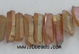 CTD911 Top drilled 5*15mm - 6*25mm wand plated quartz beads