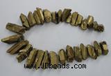 CTD924 Top drilled 15*20mm - 18*38mm wand plated quartz beads