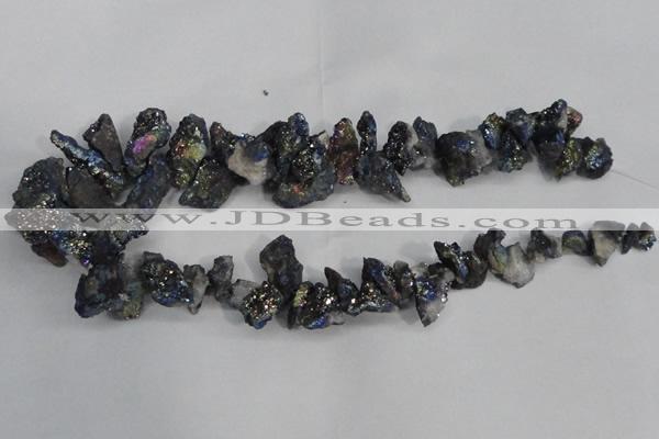 CTD944 Top drilled 10*15mm - 15*25mm nuggets plated druzy agate beads