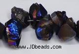 CTD948 Top drilled 8*10mm - 18*25mm faceted nuggets plated amethyst beads