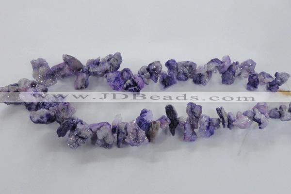 CTD977 Top drilled 10*15mm - 15*25mm nuggets plated druzy agate beads