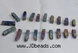 CTD985 Top drilled 8*25mm - 10*45mm sticks plated druzy amethyst beads