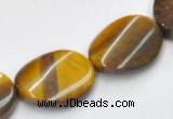 CTE04 twisted flat oval 15*20mm yellow tiger eye beads wholesale