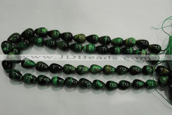 CTE1032 15.5 inches 12*16mm teardrop dyed green tiger eye beads