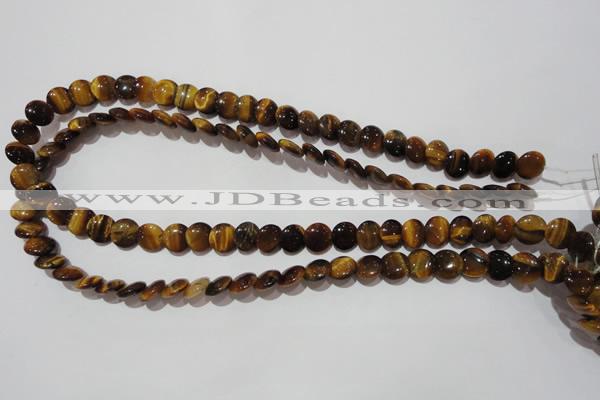 CTE1090 15.5 inches 10mm flat round yellow tiger eye beads