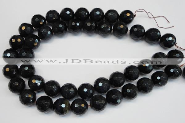 CTE1191 15.5 inches 16mm faceted round blue tiger eye beads