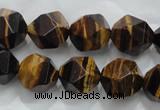 CTE1204 15 inches 14mm faceted nuggets yellow tiger eye beads