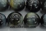 CTE1455 15.5 inches 14mm round golden & blue tiger eye beads