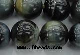 CTE1456 15.5 inches 16mm round golden & blue tiger eye beads