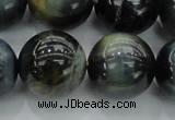 CTE1458 15.5 inches 20mm round golden & blue tiger eye beads