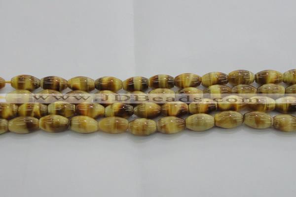 CTE1516 15.5 inches 8*12mm rice golden tiger eye beads wholesale