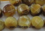 CTE1538 15.5 inches 14mm faceted coin golden tiger eye beads