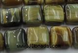 CTE1564 15.5 inches 12*12mm square golden & blue tiger eye beads wholesale