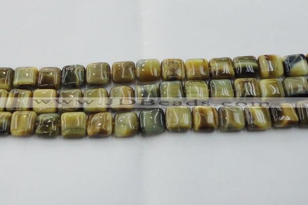 CTE1565 15.5 inches 14*14mm square golden & blue tiger eye beads wholesale