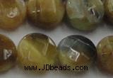 CTE1577 15.5 inches 18mm faceted coin golden & blue tiger eye beads