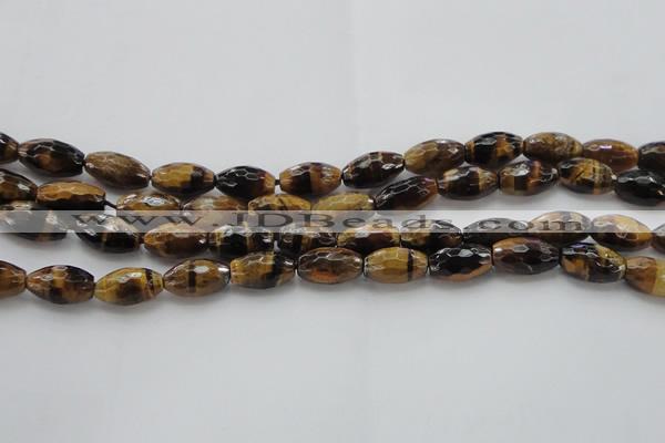 CTE1580 15.5 inches 8*12mm faceted rice yellow tiger eye beads