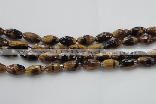 CTE1582 15.5 inches 12*16mm faceted rice yellow tiger eye beads