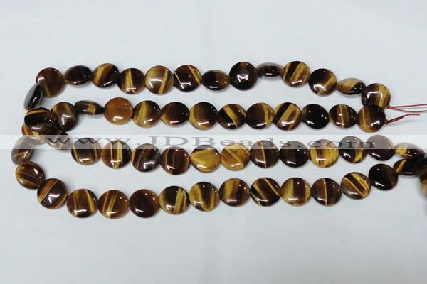 CTE175 15.5 inches 10mm flat round yellow tiger eye gemstone beads