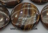 CTE1750 15.5 inches 30mm flat round iron tiger eye beads