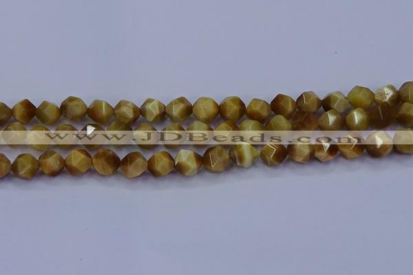 CTE1903 15.5 inches 10mm faceted nuggets golden tiger eye beads