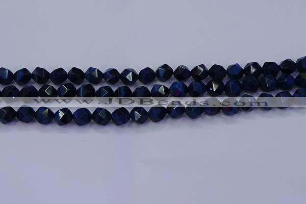 CTE1912 15.5 inches 8mm faceted nuggets blue tiger eye beads