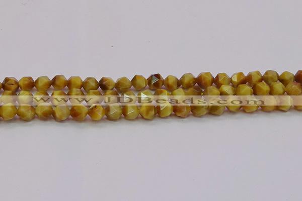 CTE1933 15.5 inches 10mm faceted nuggets golden tiger eye beads