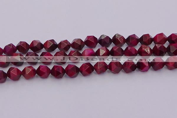 CTE1944 15.5 inches 12mm faceted nuggets red tiger eye beads