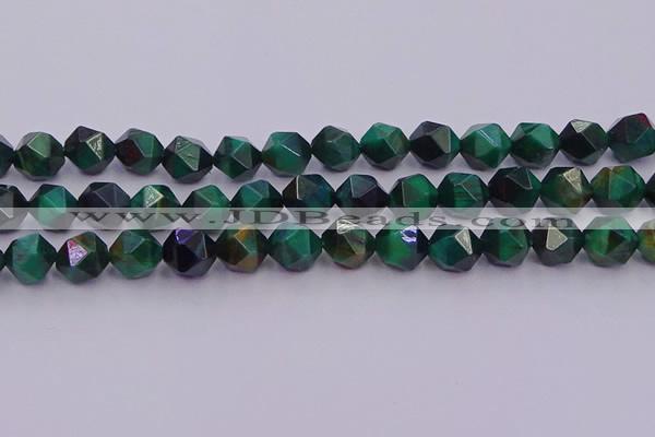 CTE1949 15.5 inches 12mm faceted nuggets green tiger eye beads