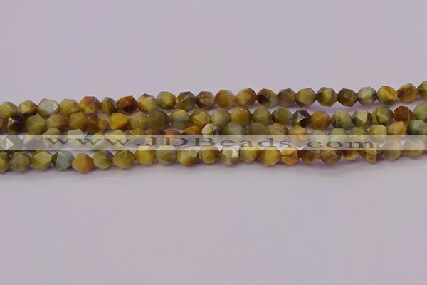 CTE1975 15.5 inches 6mm faceted nuggets golden & blue tiger eye beads