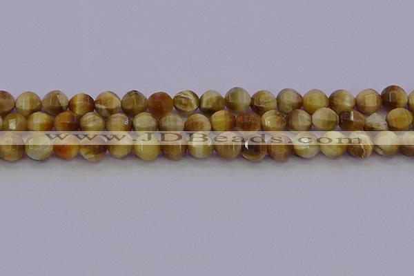 CTE1997 15.5 inches 8mm faceted round golden tiger eye beads