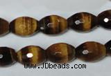 CTE208 15.5 inches 10*14mm faceted rice yellow tiger eye beads