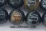 CTE2088 15.5 inches 12mm round AB-color blue & yellow tiger eye beads