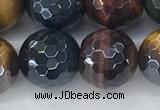 CTE2097 15.5 inches 14mm faceted round AB-color mixed tiger eye beads