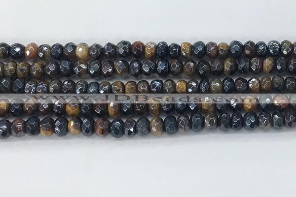 CTE2101 15.5 inches 4*6mm faceted rondelle AB-color mixed tiger eye beads