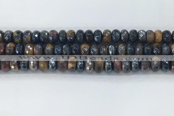 CTE2103 6*10mm faceted rondelle AB-color mixed tiger eye beads