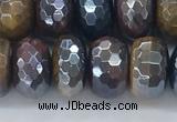 CTE2104 7*12mm faceted rondelle AB-color mixed tiger eye beads