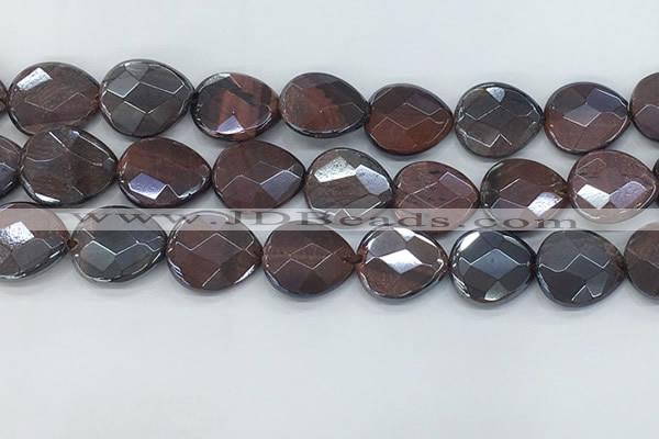 CTE2116 17*20mm faceted flat teardrop AB-color red tiger eye beads