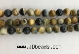 CTE2123 15.5 inches 12mm round golden & blue tiger eye beads