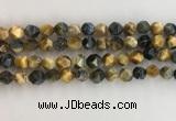 CTE2126 15.5 inches 8mm faceted nuggets golden & blue tiger eye beads