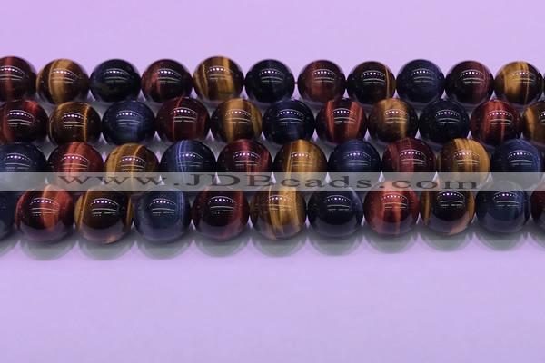 CTE2223 15.5 inches 14mm round colorful tiger eye gemstone beads