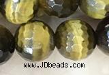 CTE2234 15.5 inches 10mm faceted round yellow tiger eye beads