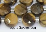 CTE2247 15.5 inches 8mm faceted coin yellow tiger eye beads