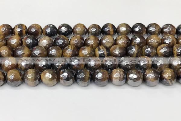 CTE2272 15 inches 10mm faceted round AB-color yellow tiger eye beads