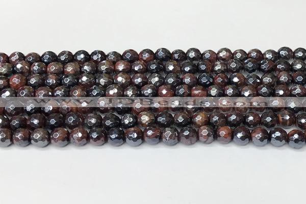 CTE2280 15 inches 6mm faceted round AB-color red tiger eye beads